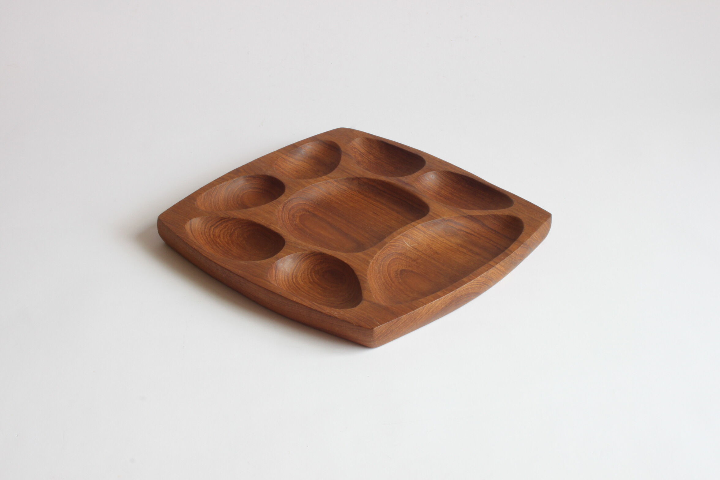 Scandinavian teak wooden tray with compartiments, 1970