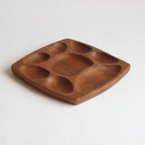 Scandinavian teak wooden tray with compartiments, 1970