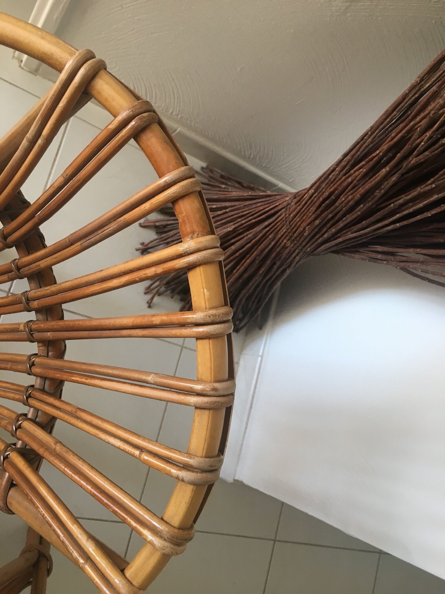 Pair of vintage rattan armchairs