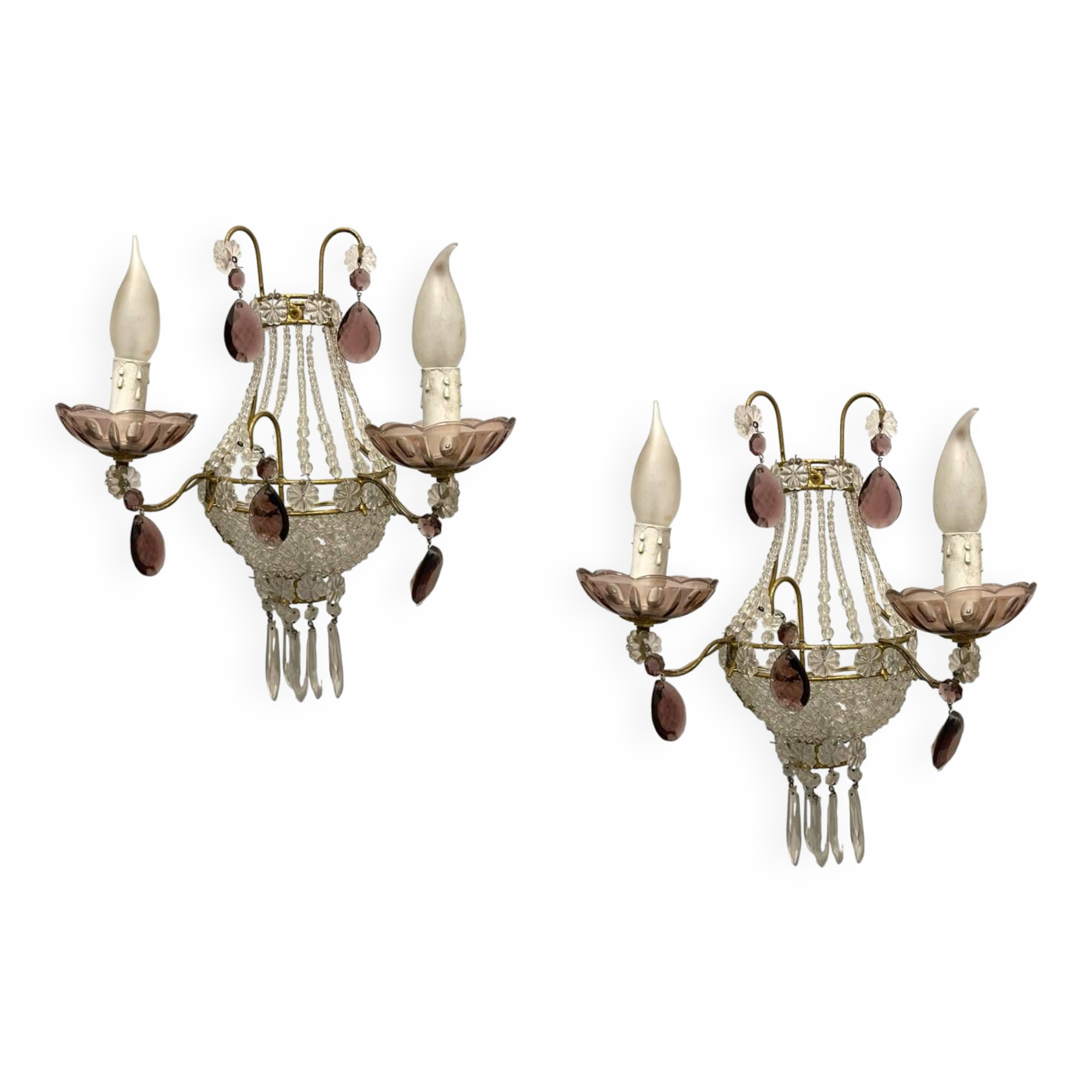 Appliques en perles de verre Ensemble de 2 années 1980