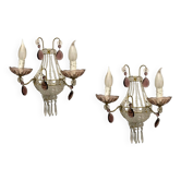Glass Beaded Sconces Set of 2 1980’s