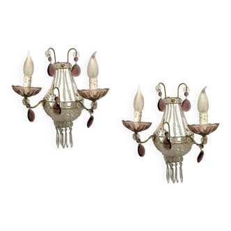 Glass Beaded Sconces Set of 2 1980’s