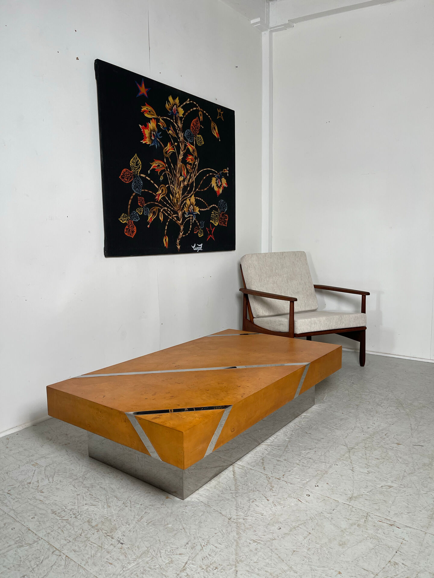 Table basse en loupe D’orme 1970