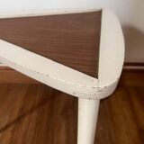 table basse tripode blanche et bois Arthur Umanoff
