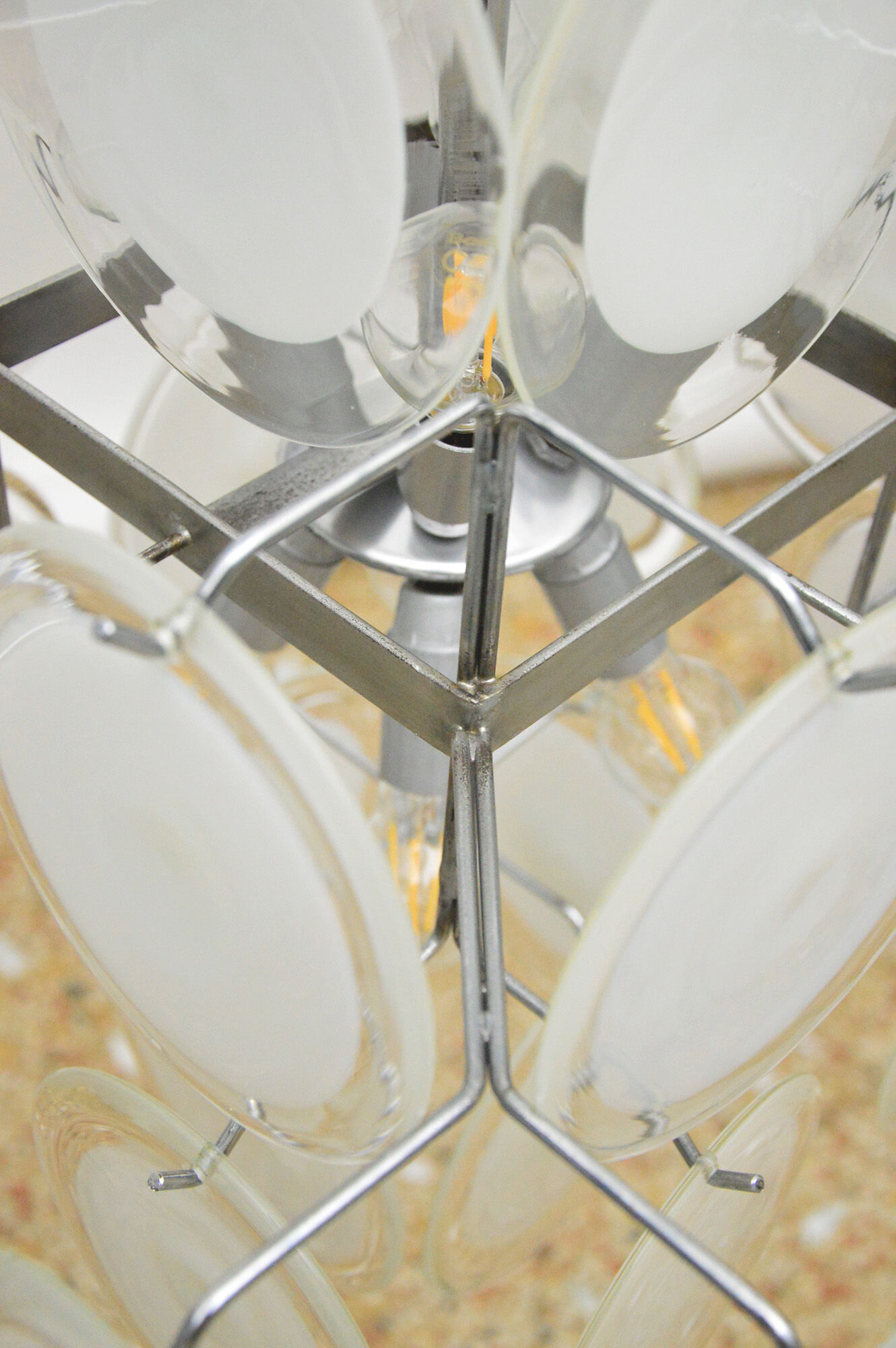 Lustre italien de disque de verre de Murano