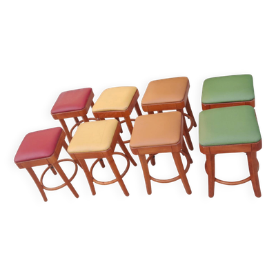 Lot de 8 tabourets en bois Hutten – mobilier vintage / professionnel