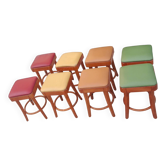 Lot de 8 tabourets en bois Hutten – mobilier vintage / professionnel