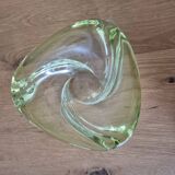Cendrier Art déco en cristal anis taillé