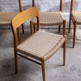 4x Niels Møller chair Model 75 in Oak, 1960s Denmark