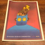 Original poster Jean Michel Folon 1983 a new means of communication: visual audio