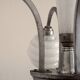 French Art Deco chandelier in silver-finished brass with 5 lights, Clichy white glass 4456.