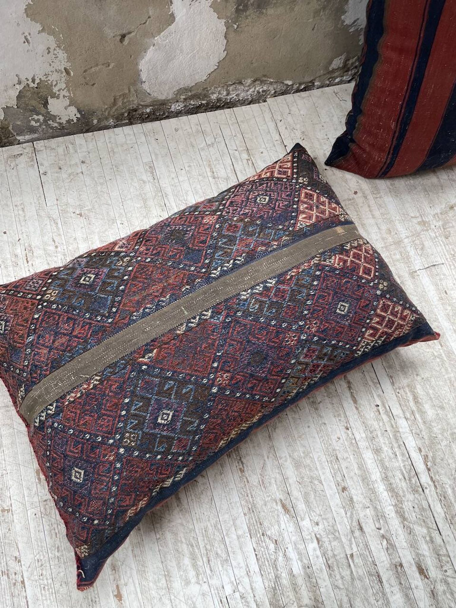 Pair of vintage XXL Kilim cushions