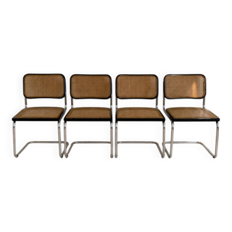 Set of 4 vintage Cesca B32 chairs by Marcel Breuer