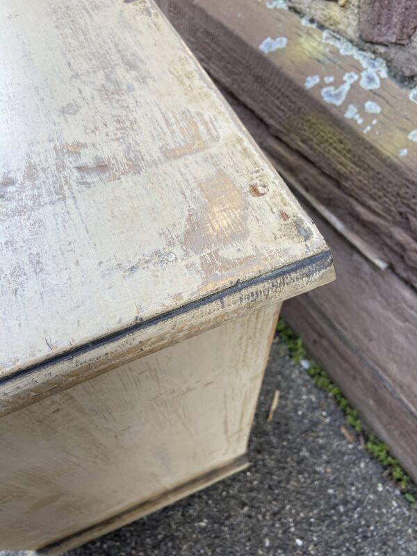 Petit meuble alsacien rustique vers 1900 sapin peint buffet meuble métier art populaire enfilade