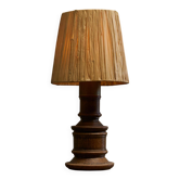 Lampe de Table Accent Milieu du Siècle en Chêne Massif et Laiton Patiné