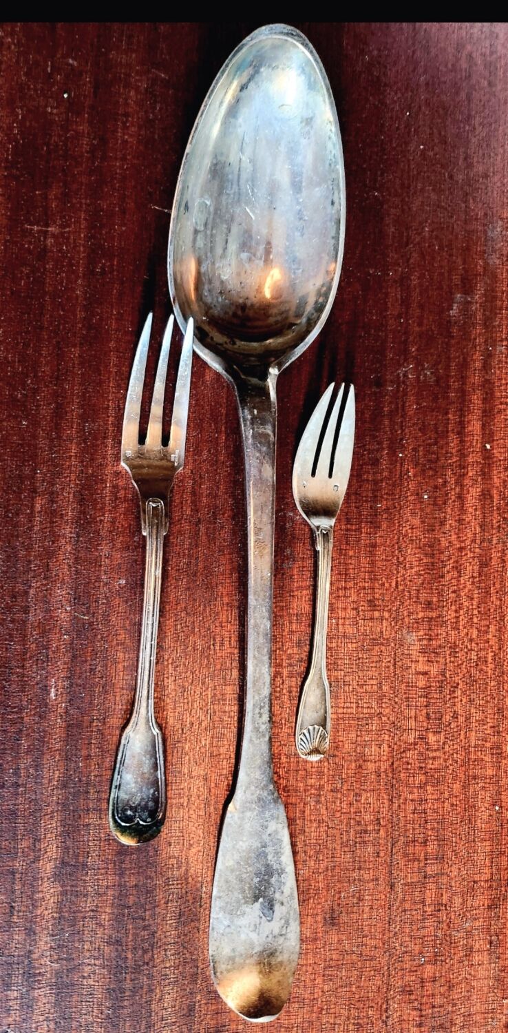 Large serving spoon in very old sterling silver