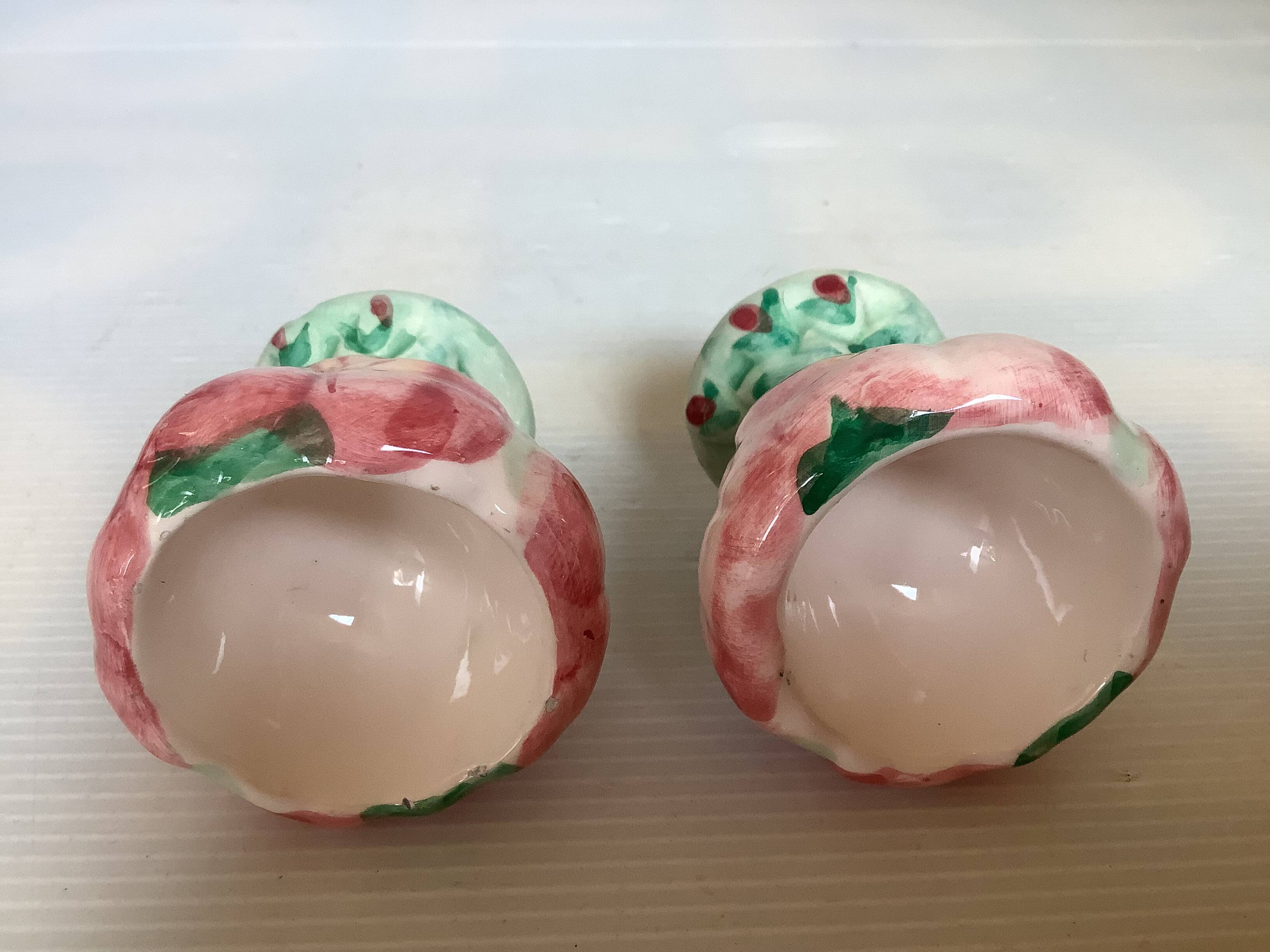 Pair of majolica egg cups