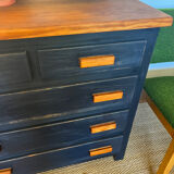 Vintage patinated black craft furniture style chest of drawers