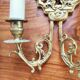 Pair of gilded bronze sconces decorated with Louis XIV style mascarons