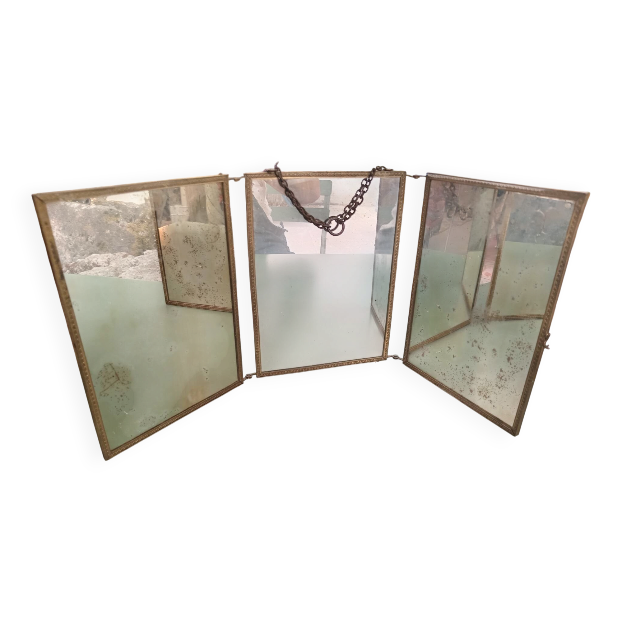 Triptych barber mirror