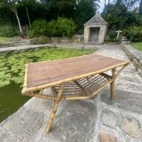 Table basse en rotin vintage vers 1960
