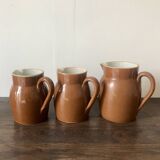 Set of 3 glazed stoneware jugs