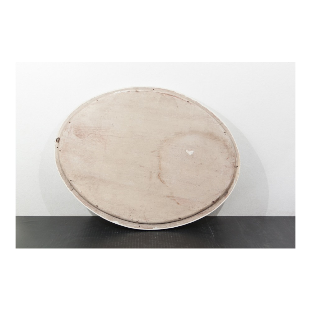 Mirror of the 1950s with a painted wooden frame and an oval ice.