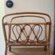 Vintage rattan magazine rack