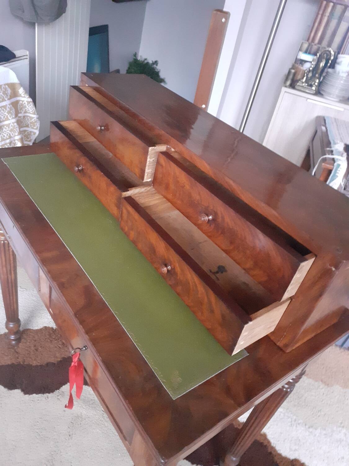 Louis Philippe style mahogany stepped desk