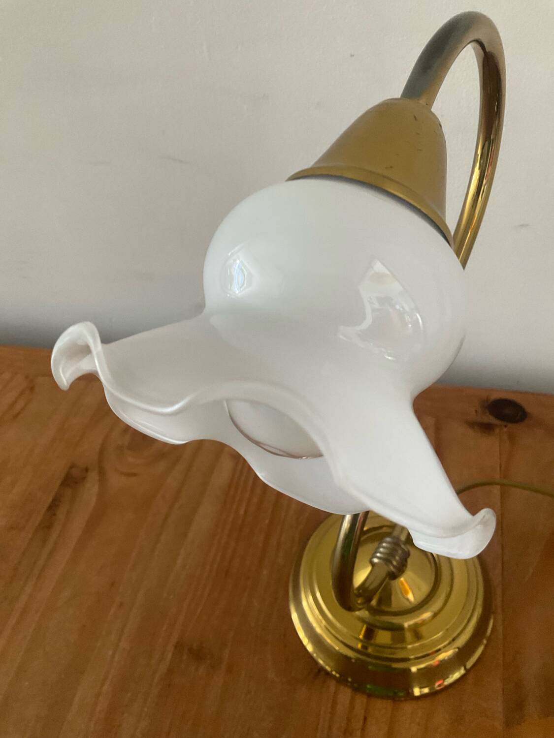 Vintage brass and opaline lamp