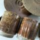Set of three cups and saucers in pyrite stoneware - Charles Gaudry, Puisaye