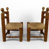 Pair of low straw chairs  circa 1940