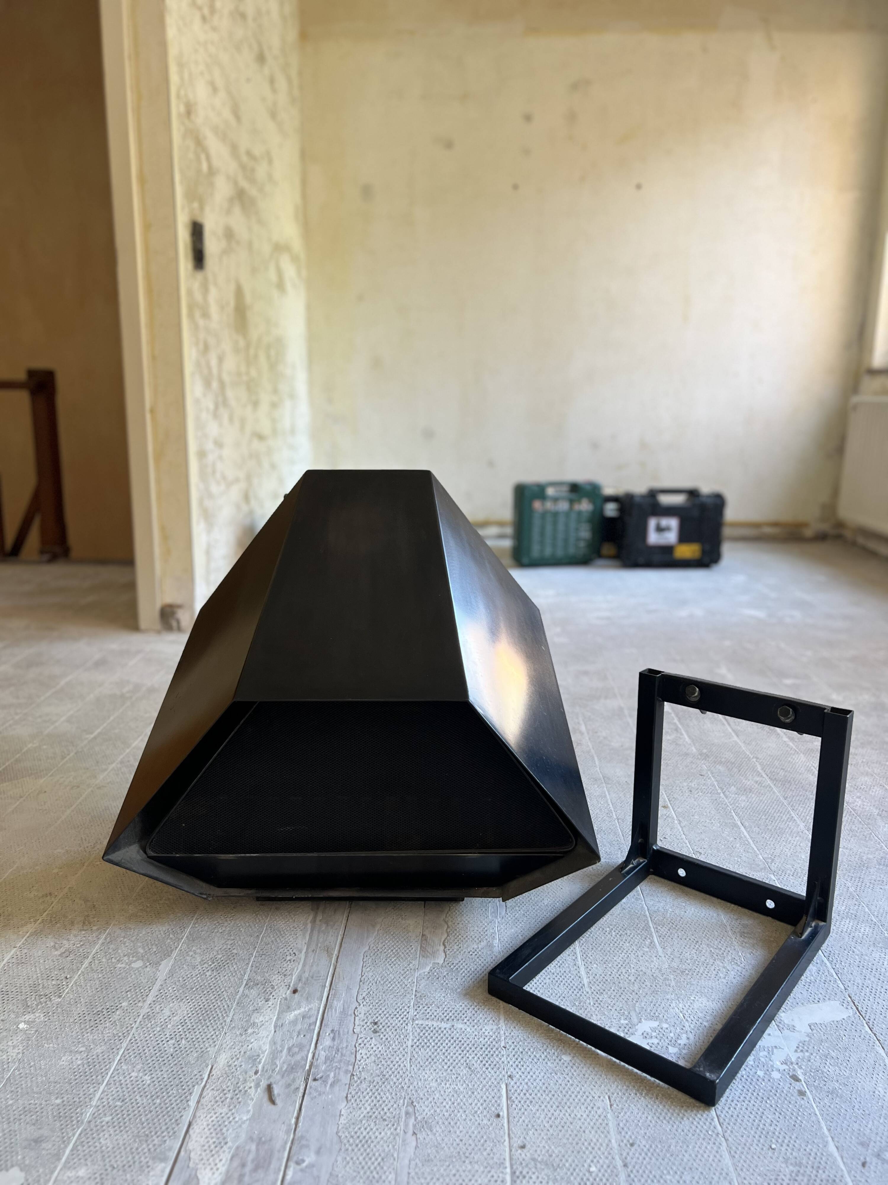 Fireplace, Don Bar stove in patinated steel, 1970s