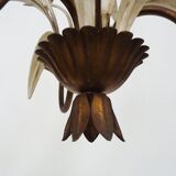 Vintage Maison Masca wheat ear chandelier in aged metal from the 70s