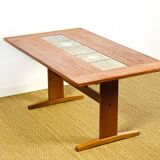 Scandinavian teak and ceramic dining room table with extensions
