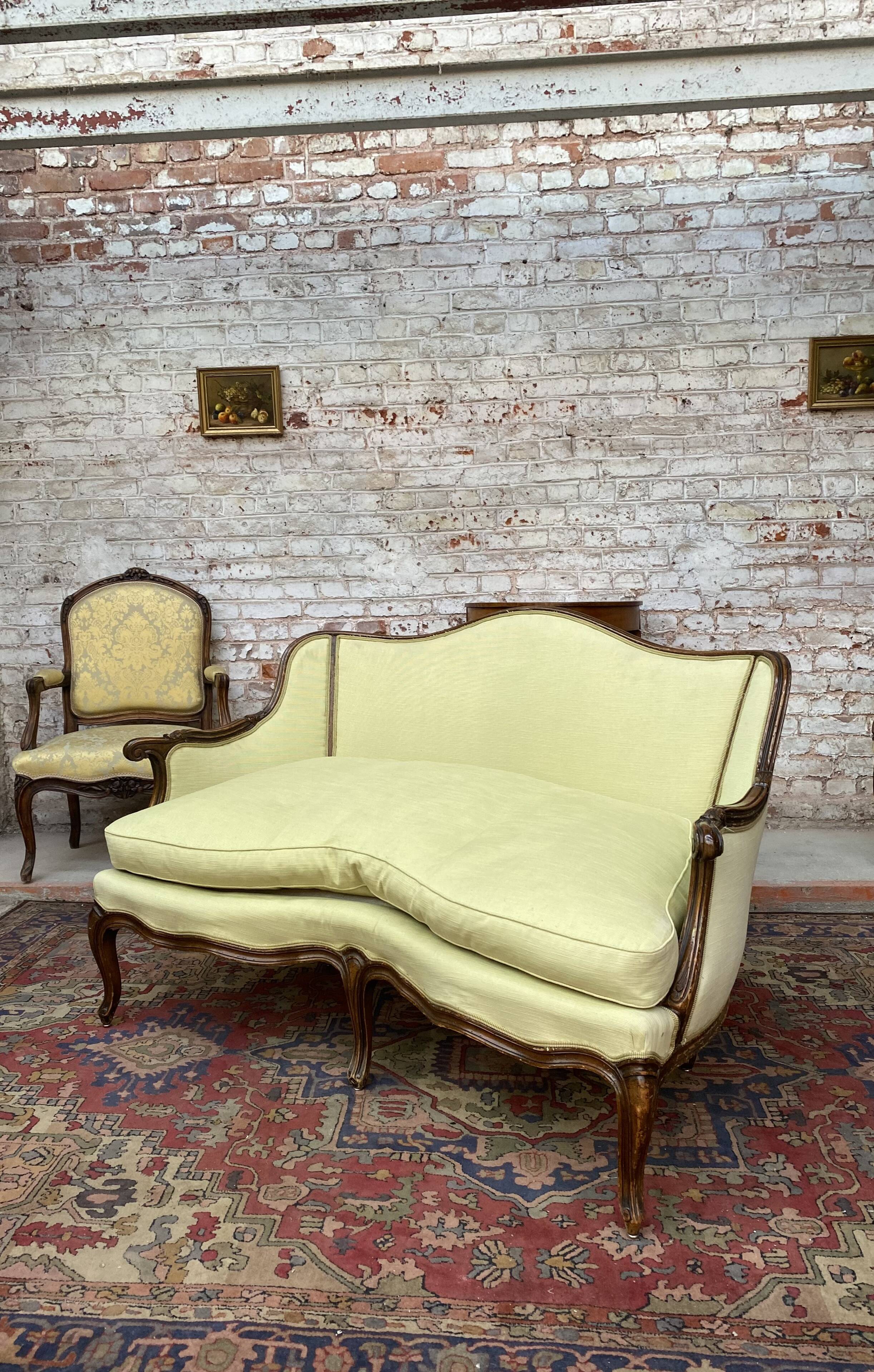 Sofa in natural wood style Louis XV XIX th century