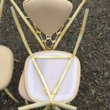 4 vintage chairs in tubular metal lacquered white yellow.