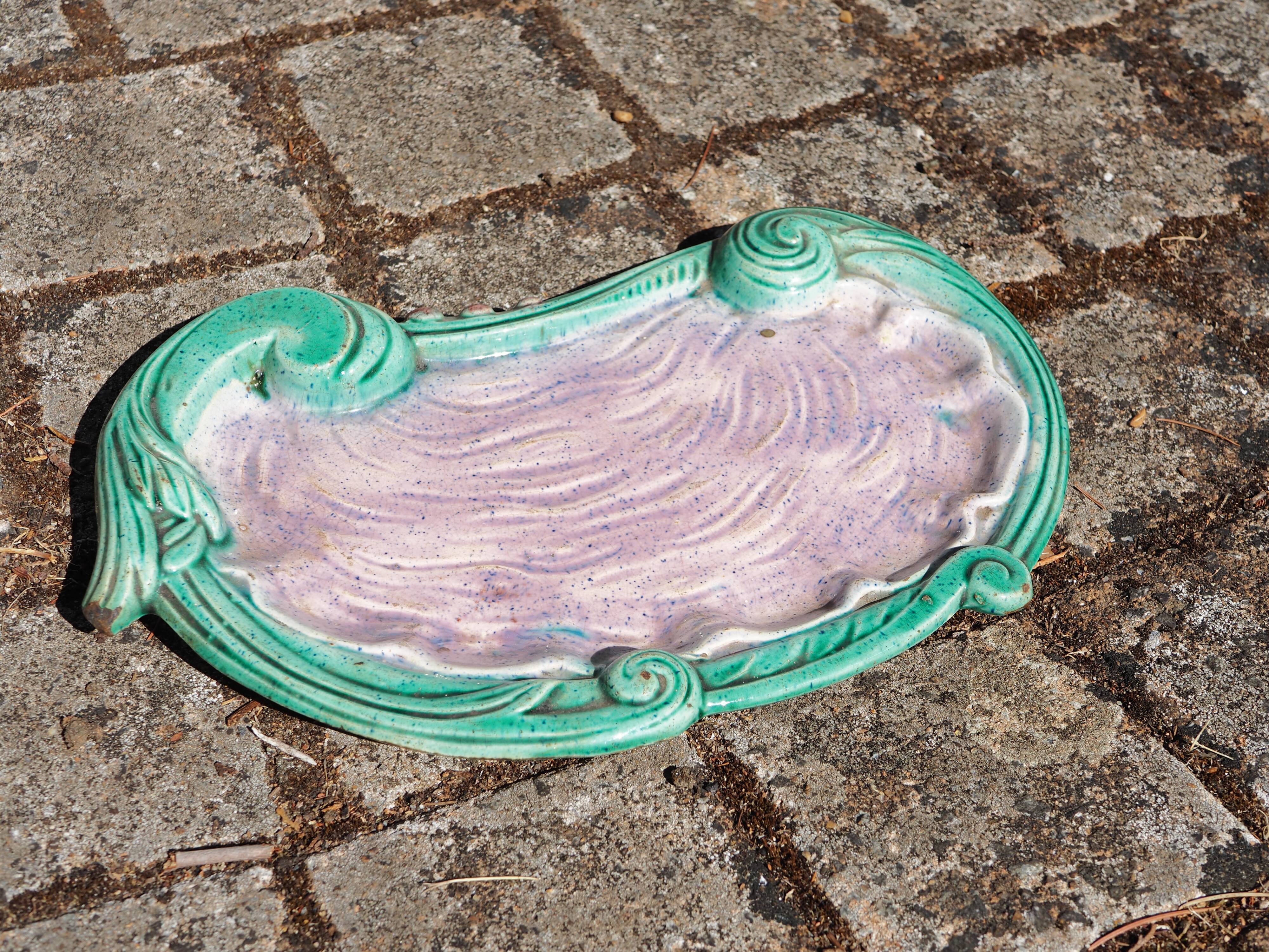 Turquoise and purple tray evoking an oyster - Art Nouveau - late 19th