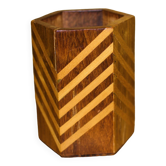 Vintage marquetry pencil pot
