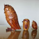 Set of 3 boxes "owl" bamboo 70s