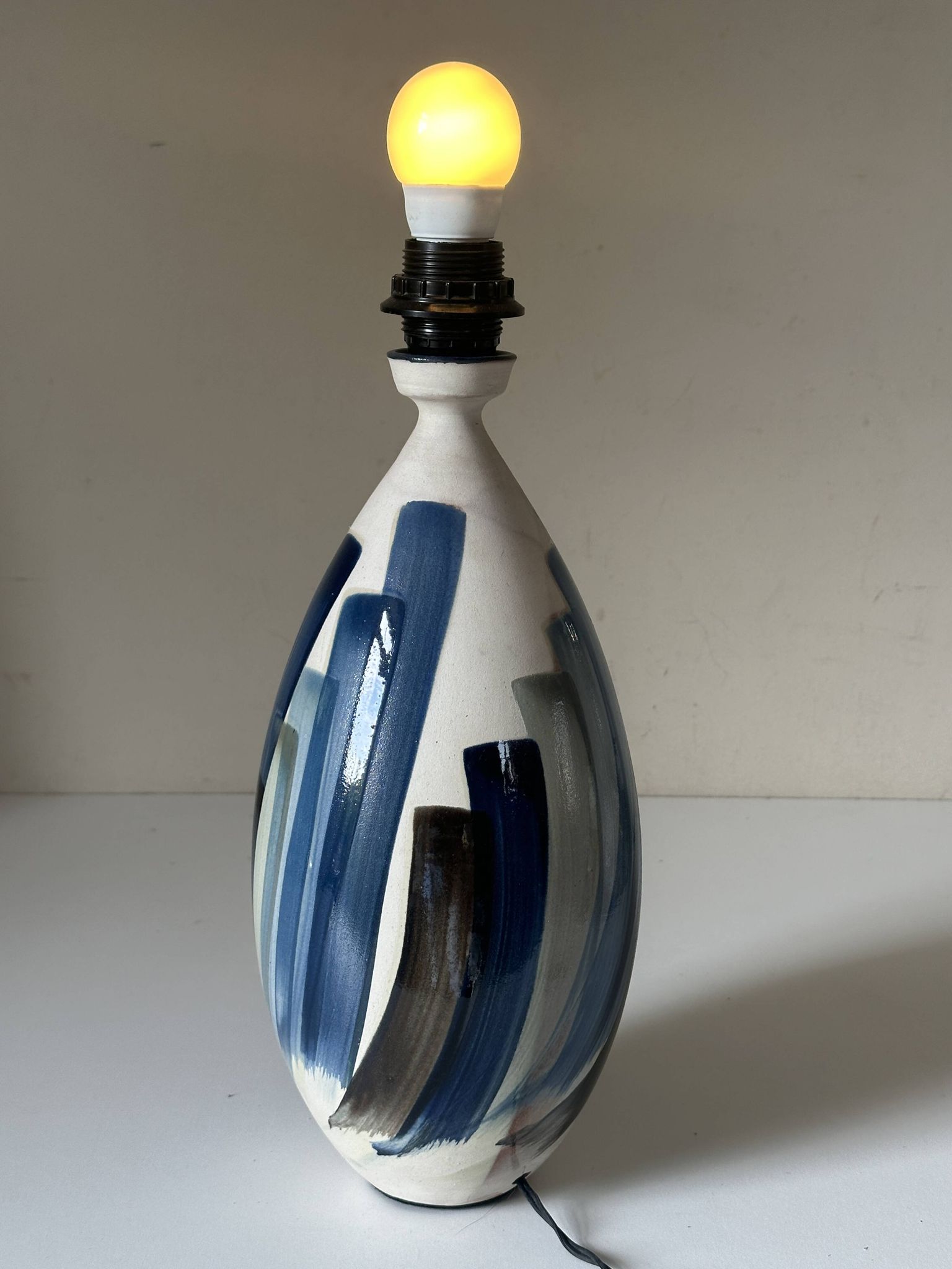 Pied de lampe terre cuite céramique vintage années 80 90