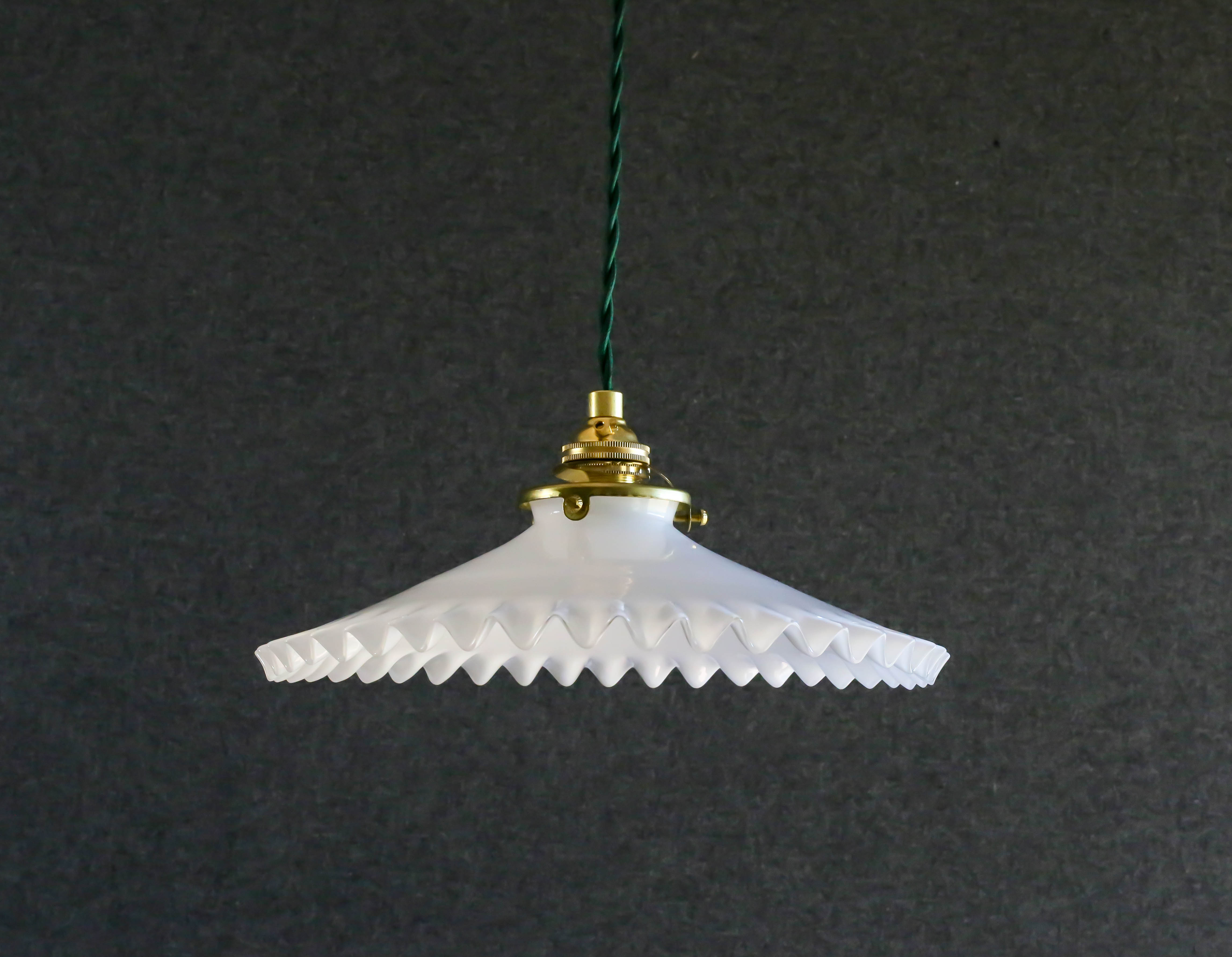 Antique suspension in white opaline comes with new brass socket
