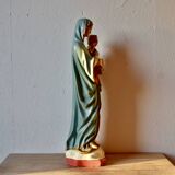 Ancient plaster statue of the Virgin and Child Jesus - hand painted - 54 cm - 1936