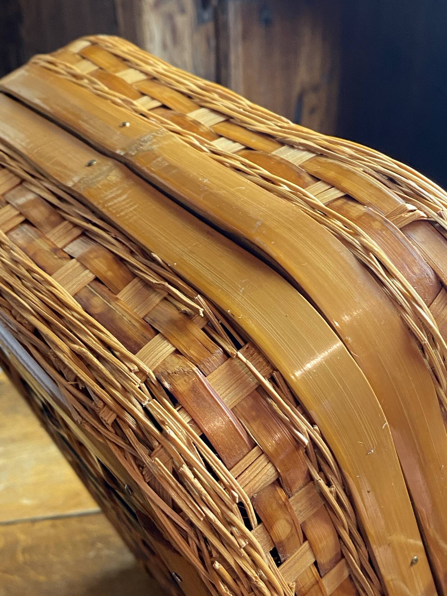Wicker and wood suitcase