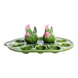 Salt and pepper earthenware egg set