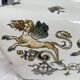 Planter, cache pot, Gien earthenware, rich decoration, Italian Renaissance, winged angel, antique decoration