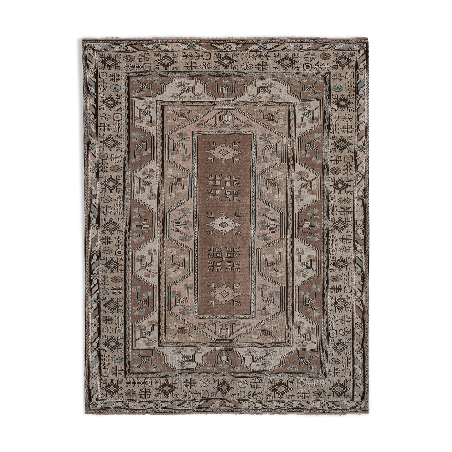 Turkish Milas Rug Carpet, DoorMat, Bedroom Kelim Carpet Teppiche 7'1'' x 8'11''