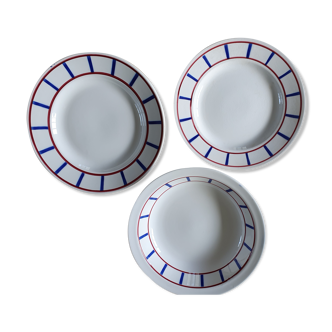 Digoin Sarreguemines Basque flats set