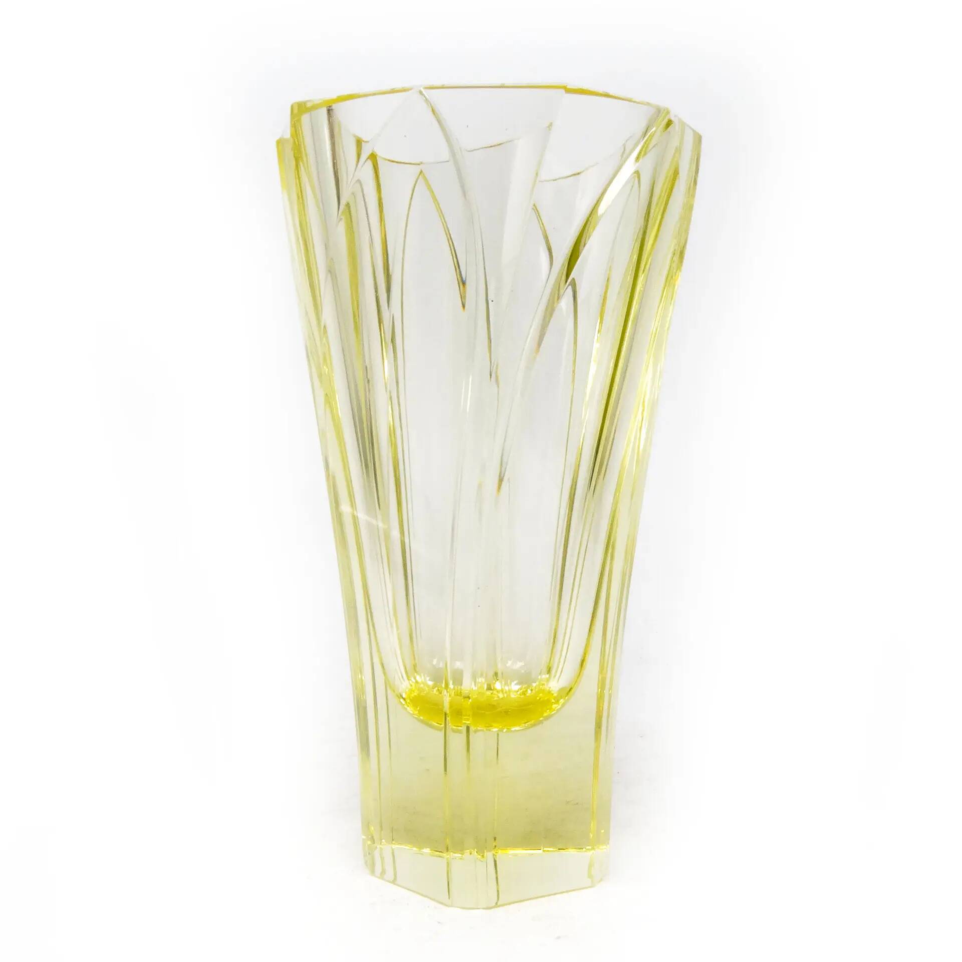 Art Deco vase, citrine crystal, designed by R. Hlousek, Moser, Czechoslovakia, 1930s