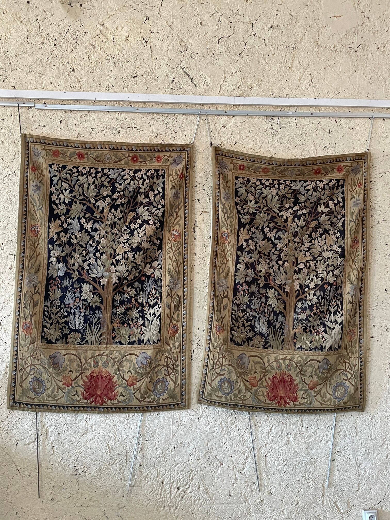 Pair of tapestries style greenery of Aubusson, twentieth century
